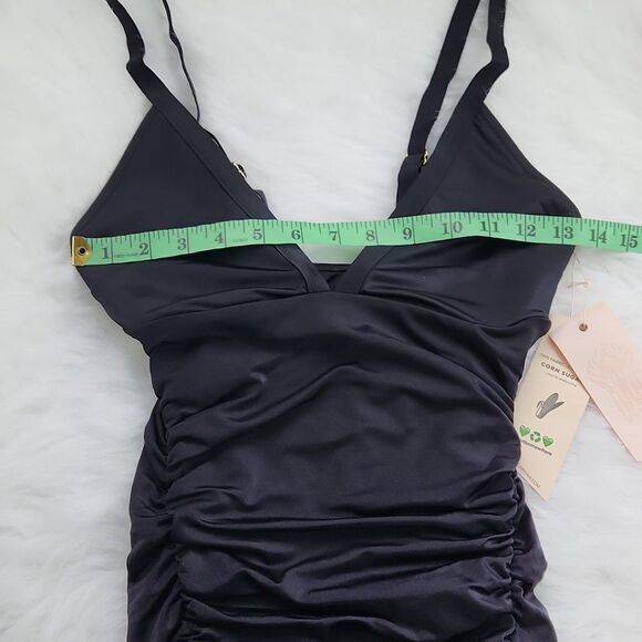 We Are HaH It Suits U Black Convertible One Piece 2in1 Ruched Dress Swimsuit XS - Picture 7 of 9
